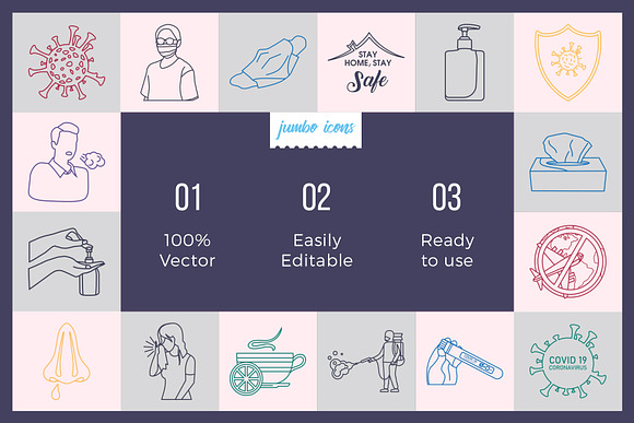 Corona Virus - Line Vector Icons in Icons - product preview 2
