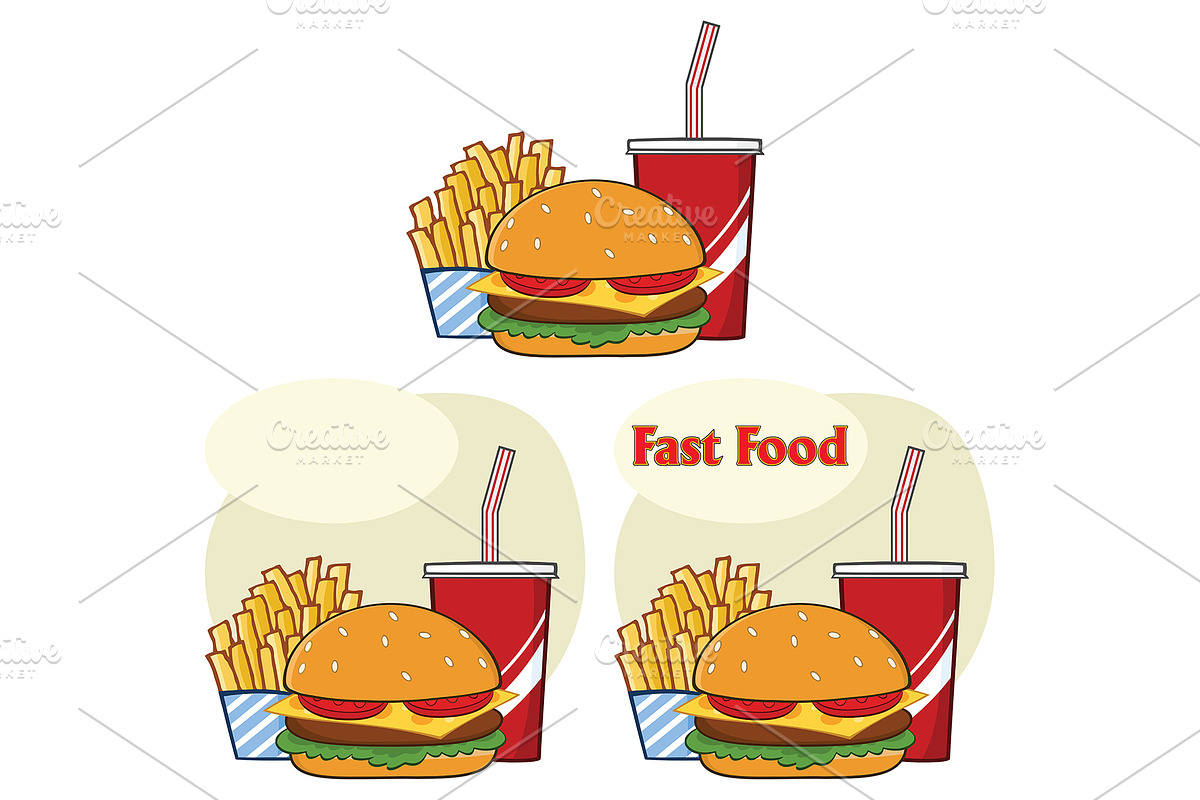 Fast Food Hamburger Collection Set in Illustrations - product preview 8
