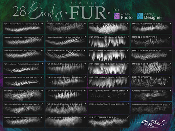 Realistic FUR Brushes for Affinity in Add-Ons - product preview 1
