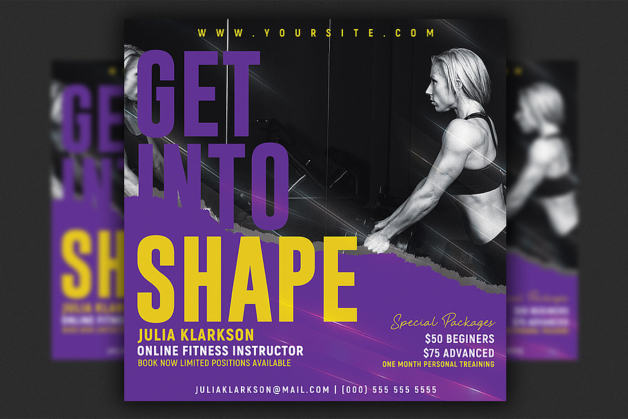 Fitness Personal Trainer Flyer in Flyer Templates - product preview 8