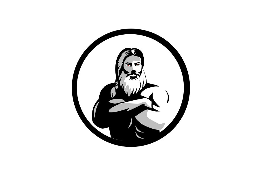 Modern Jesus With Folded Arms Retro