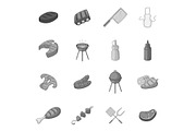 BBQ icons set monochrome