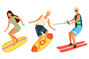 Beach Activities, Man and Woman on