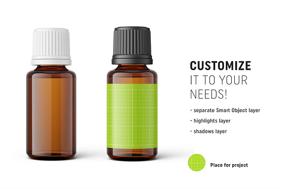 Essentaial oil bottle mockup 20ml in Product Mockups - product preview 1