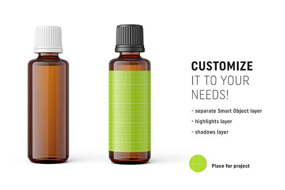 Essentaial oil bottle mockup 50ml in Product Mockups - product preview 1