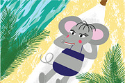 Rat or mouse has vacation, vector