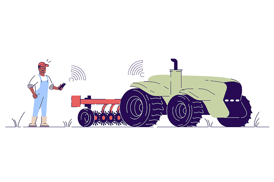 Driverless tractor with attachment in Illustrations - product preview 8