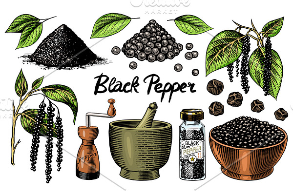 Black pepper set in Vintage