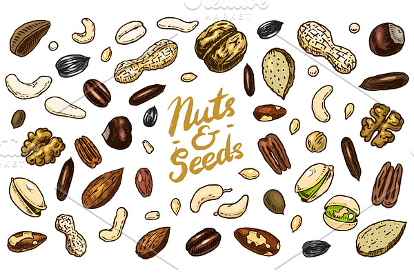 Nuts mix background. Seeds and
