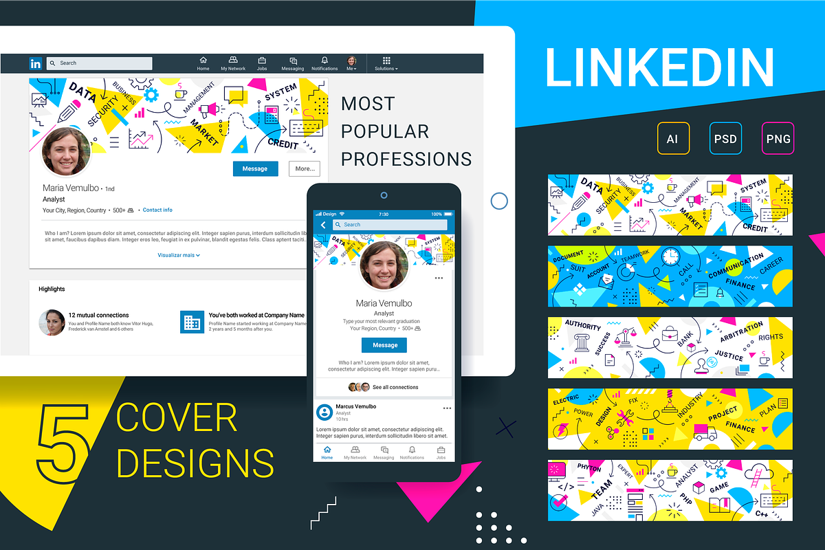 Linkedin| cover designs set in Social Media Templates - product preview 8