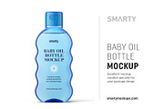 Blue baby oil bottle mockup