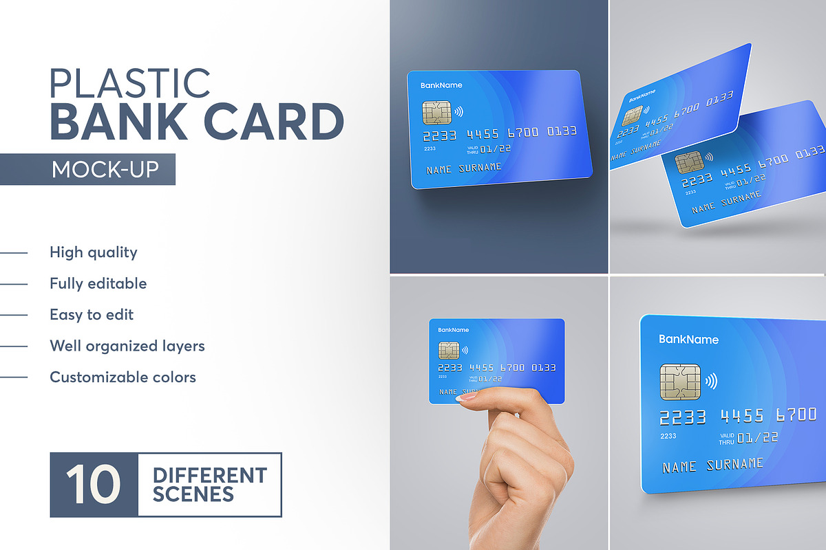 Realistic Plastic Bank Card Mock-up in Print Mockups - product preview 8