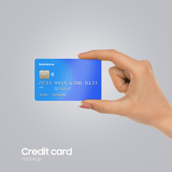 Realistic Plastic Bank Card Mock-up in Print Mockups - product preview 1