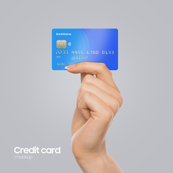 Realistic Plastic Bank Card Mock-up in Print Mockups - product preview 2