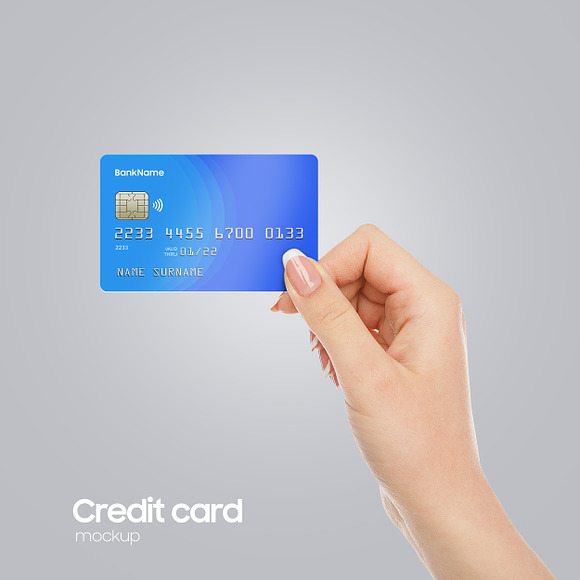 Realistic Plastic Bank Card Mock-up in Print Mockups - product preview 3