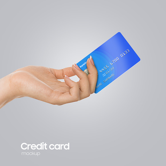 Realistic Plastic Bank Card Mock-up in Print Mockups - product preview 4