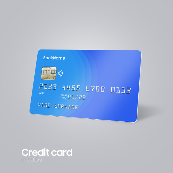 Realistic Plastic Bank Card Mock-up in Print Mockups - product preview 7