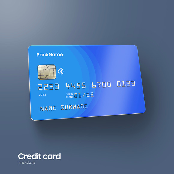 Realistic Plastic Bank Card Mock-up in Print Mockups - product preview 10