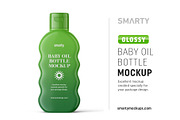 Glossy baby oil bottle mockup