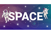 Space flat word concept banner