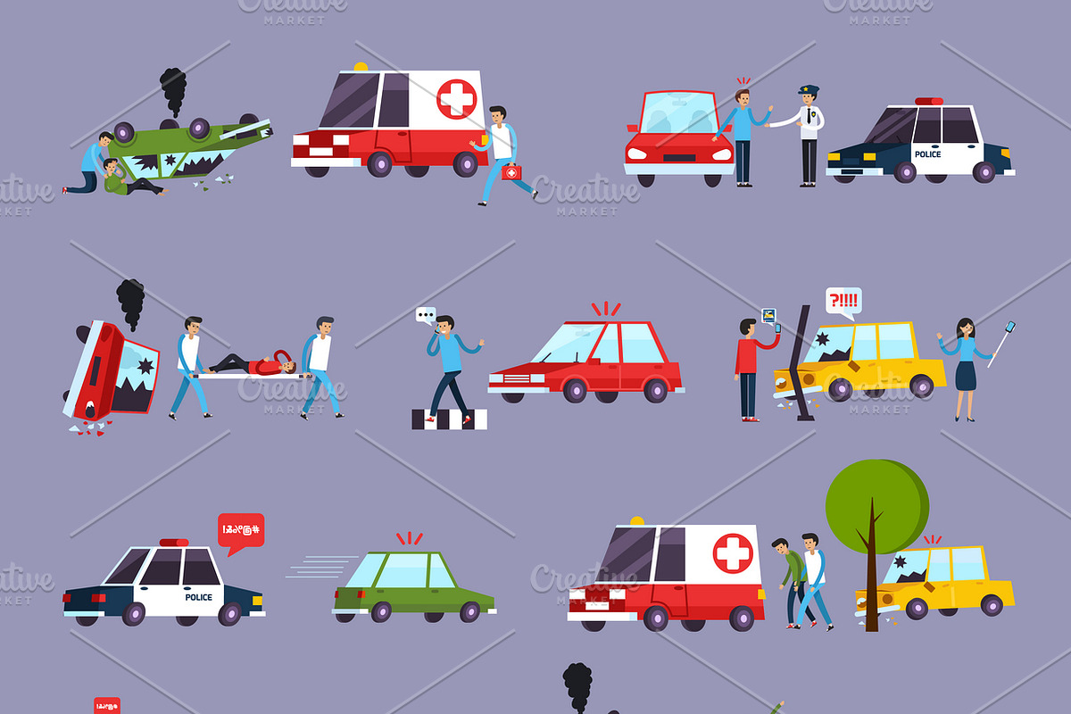 Road accident icons set in Icons - product preview 8