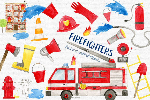 Firefighters Clipart in Illustrations - product preview 2