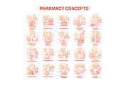 Pharmacy concept icons set