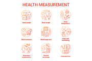Body measuring tools concept icons