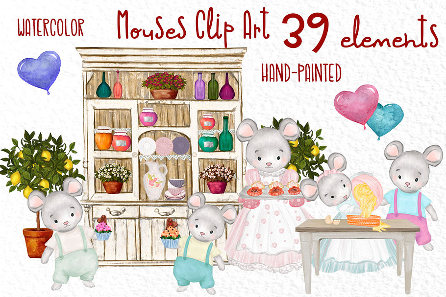 Cute Mouses clipart Animals clipart in Illustrations - product preview 8