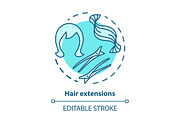 Hair extensions blue concept icon