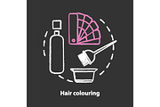 Hair colouring chalk concept icon