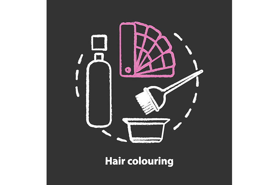 Hair colouring chalk concept icon