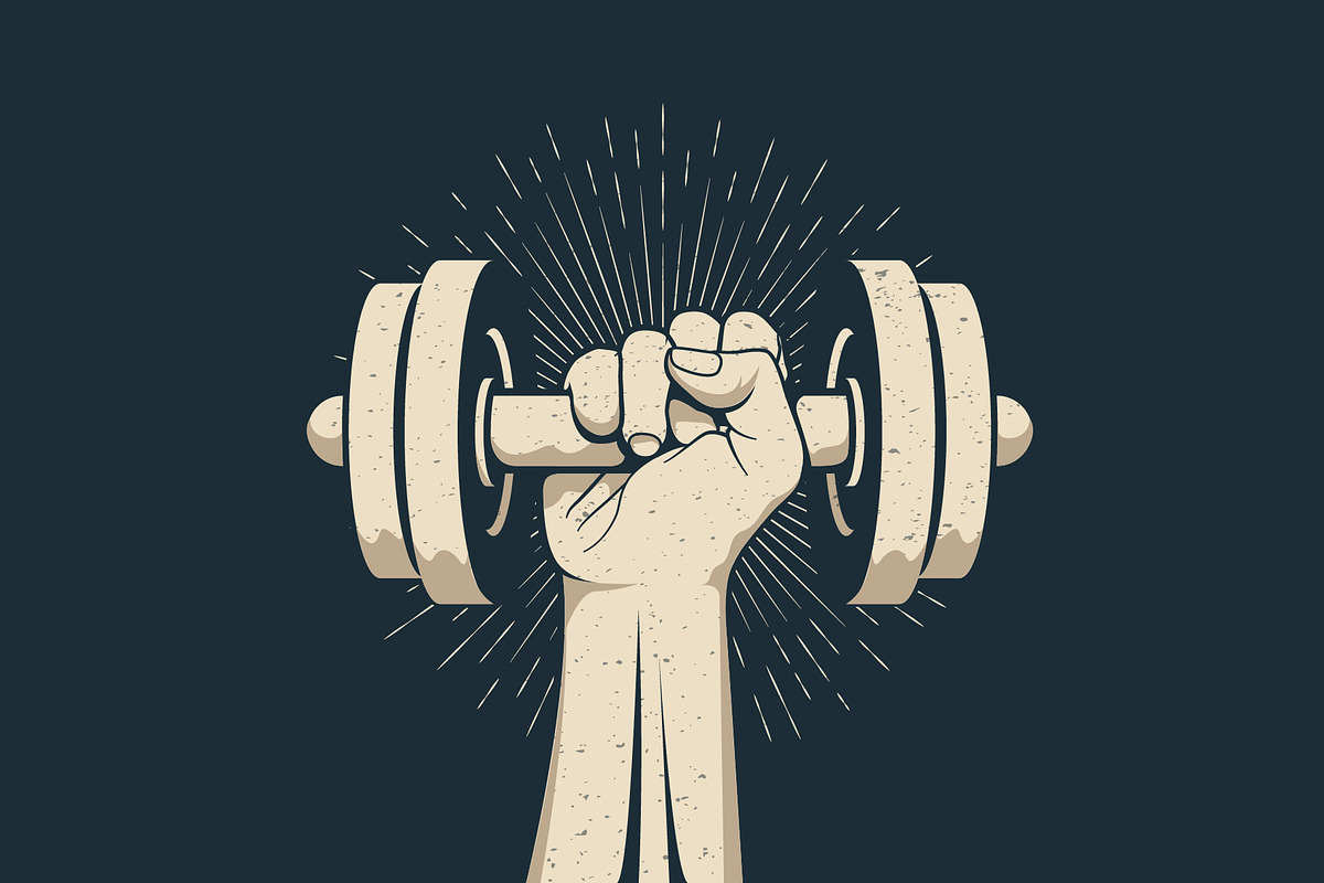 Man arm holding dumbbell in Illustrations - product preview 8