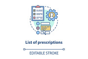 List of prescriptions concept icon