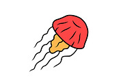 Jellyfish red color icon