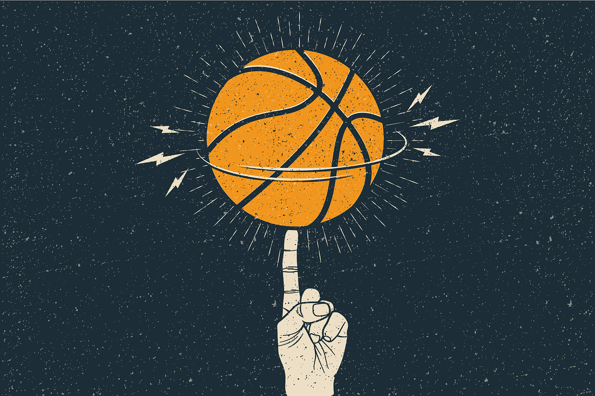 Basketball ball on a finger in Illustrations - product preview 8