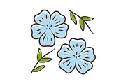 Blue flax plant color icon