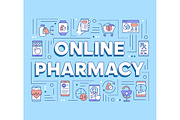 Online pharmacy word concepts banner