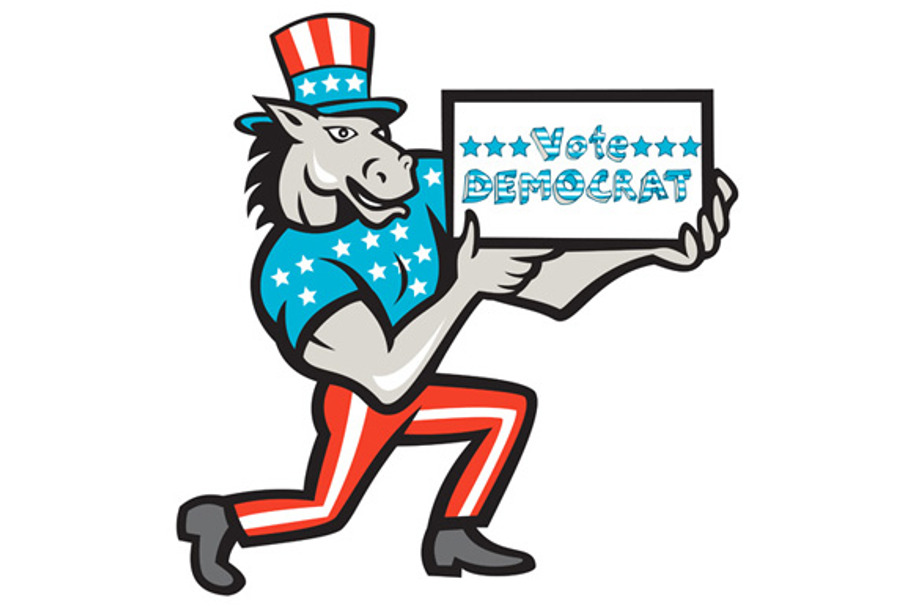 Vote Democrat Donkey Mascot Cartoon
