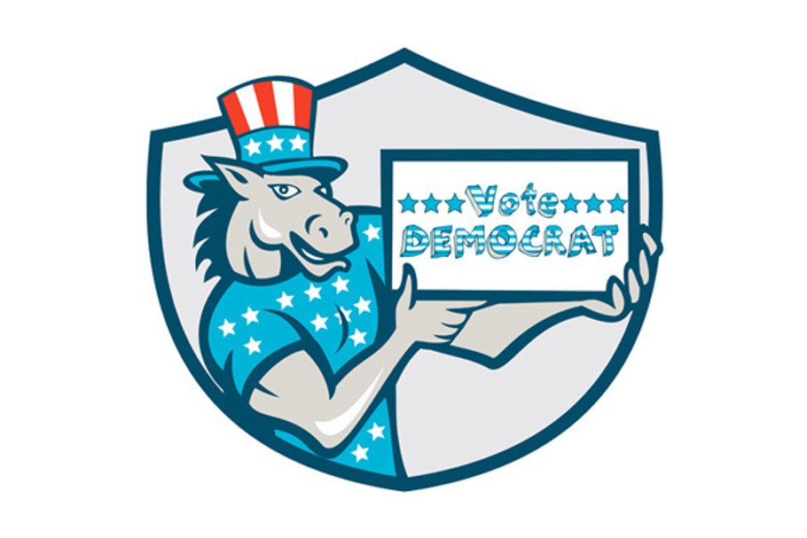 Vote Democrat Donkey Mascot Shield C