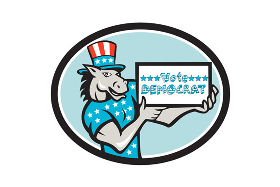 Vote Democrat Donkey Mascot Oval Car