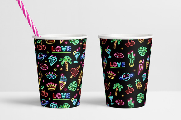 Neon seamless patterns in Illustrations - product preview 5