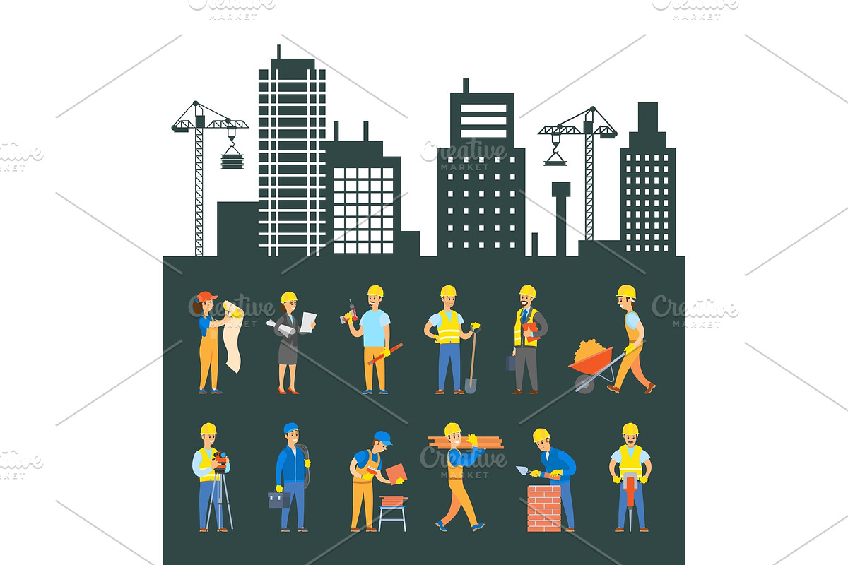 Workers Building, Engineers in Illustrations - product preview 8