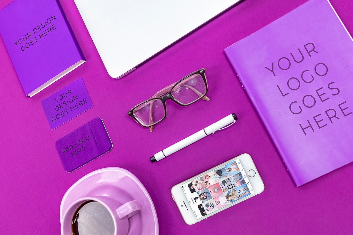 Purple Stationary Mockup 1/4 in Branding Mockups - product preview 8
