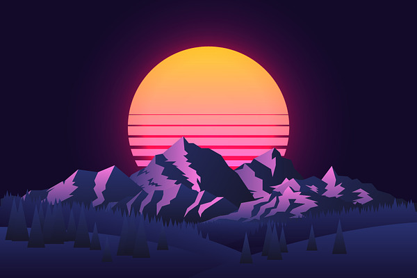 90's sun Mountain landscape