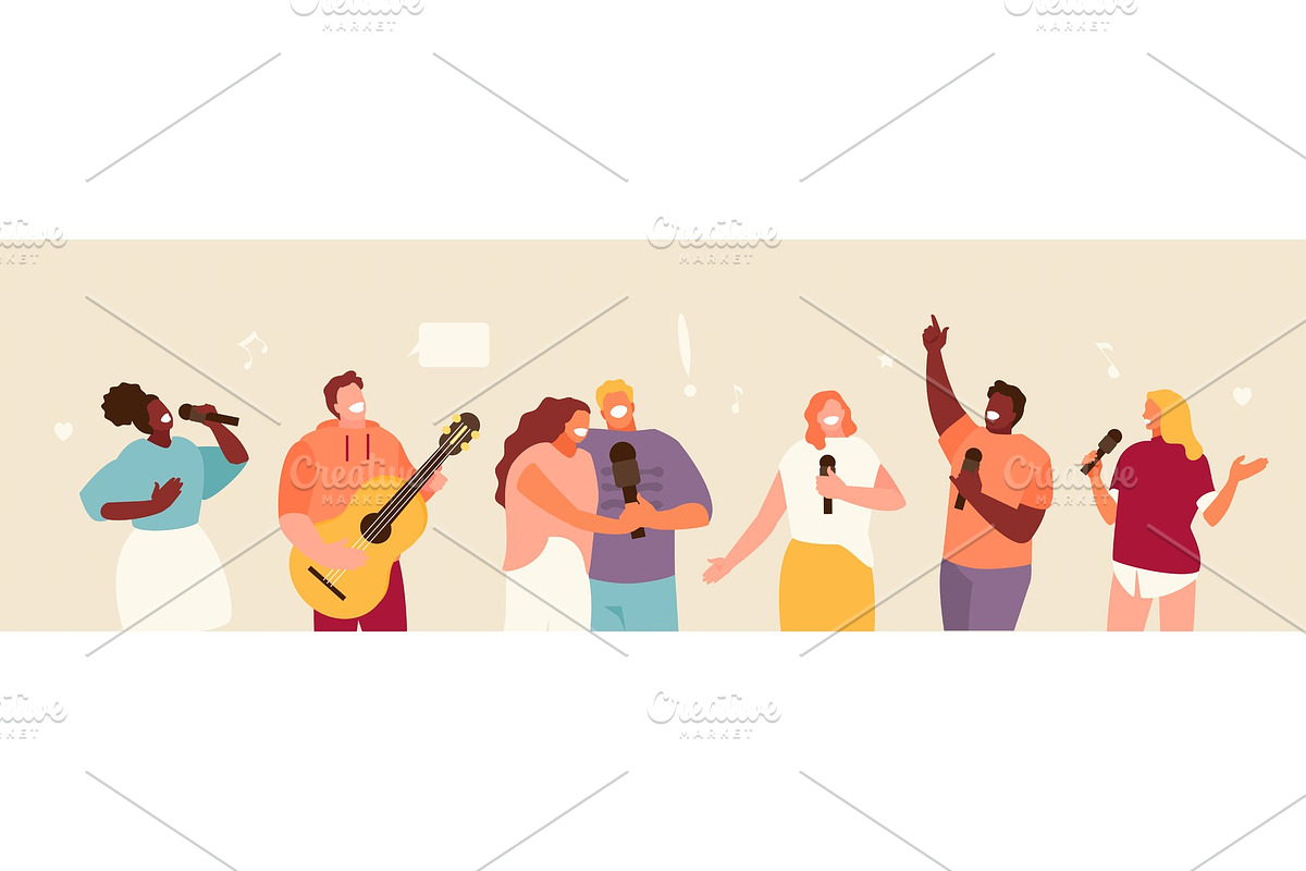 Singing people group set vector in Illustrations - product preview 8