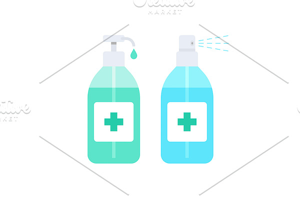 Hand sanitizer color vector icons