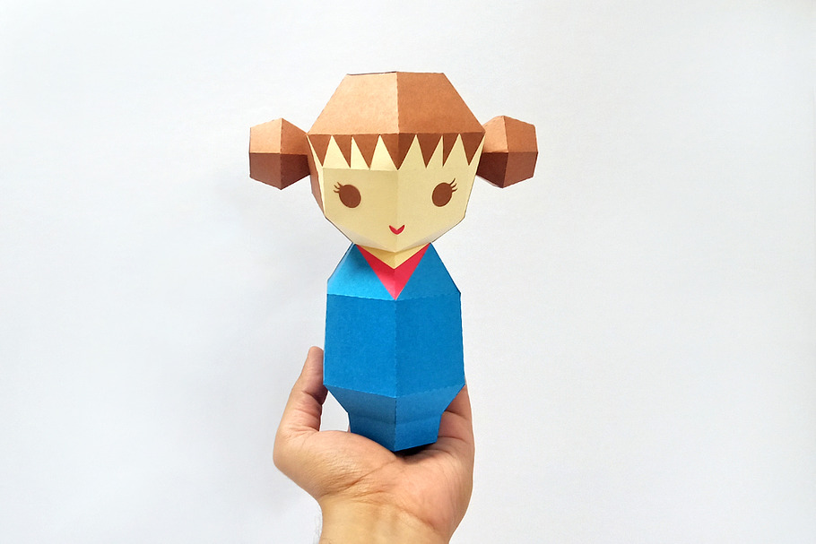 DIY Kokeshi Doll - 3d papercraft in Templates - product preview 8