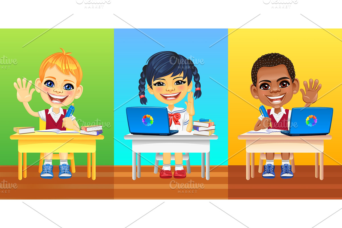 Vector happy smiling schoolkids in Illustrations - product preview 8