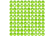 100 awards icons set green